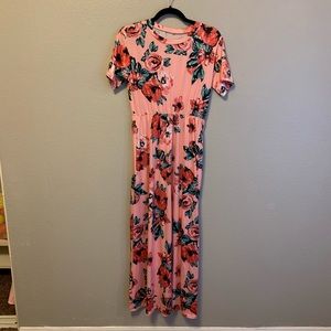 Pink roses maxi dress